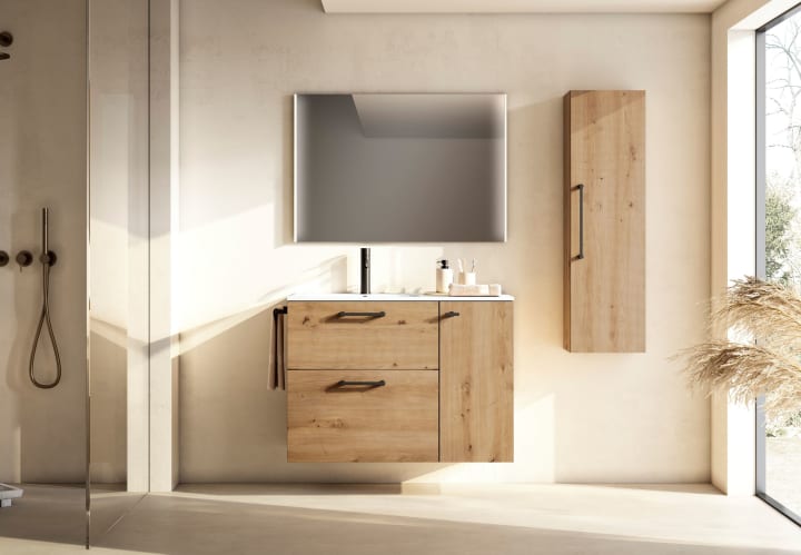 Ensemble de meubles de salle de bains suspendu avec lavabo Flat Verso Viso environnement 14