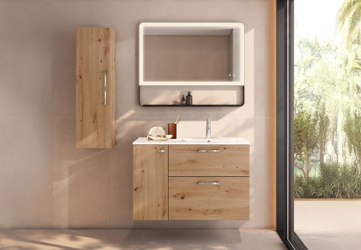 Ensemble de meubles de salle de bains suspendu avec lavabo Flat Verso Viso principal 1