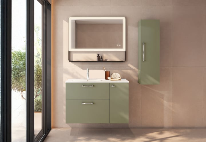 Ensemble de meubles de salle de bains suspendu avec lavabo Flat Verso Viso principal 4