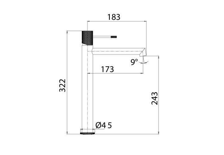 Robinet de lavabo à bec haut Line Imex + bonde click-clack Pack croquis 12