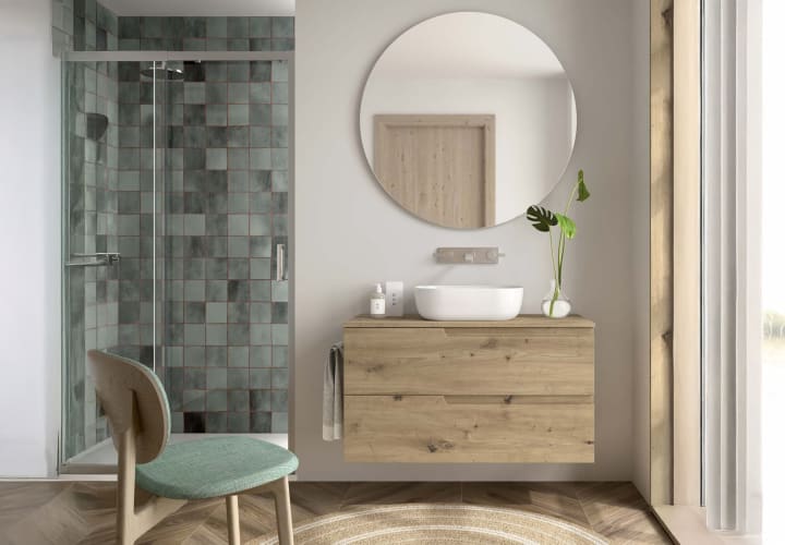 Meuble de salle de bains avec plan de toilette dans la même couleur que le meuble Vima Salgar principal 3