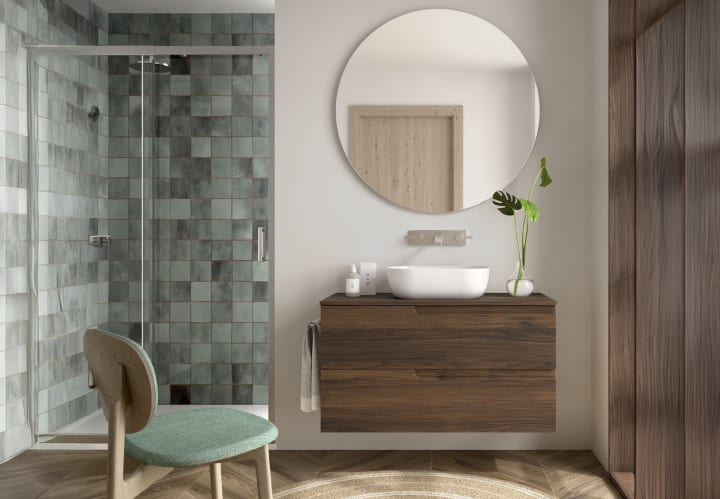 Meuble de salle de bains avec plan de toilette dans la même couleur que le meuble Vima Salgar principal 1