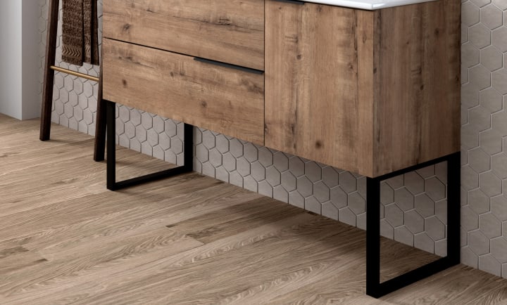 Meuble de salle de bains avec comptoir Solid Surface Coban Bruntec détail 2
