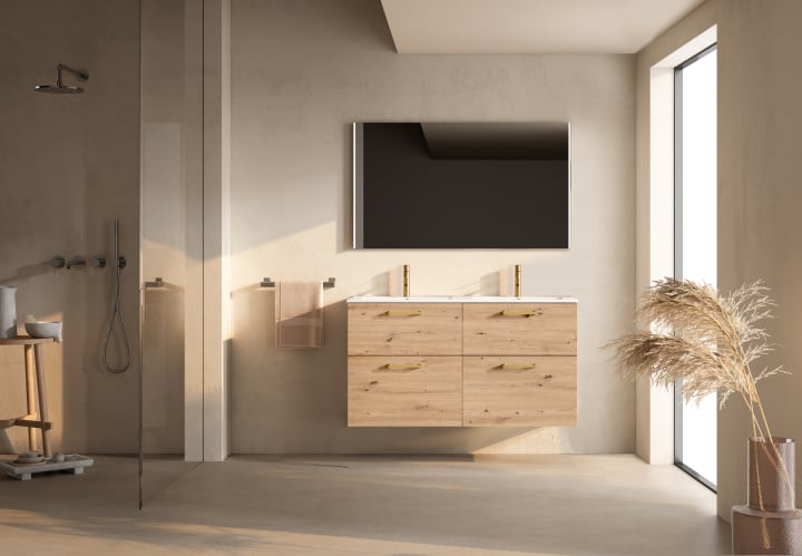 Ensemble de meubles de salle de bains supendu avec lavabo Flat Verso Viso principal 1