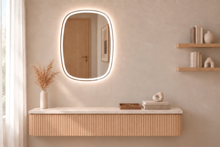 Miroir de salle de bain avec éclairage LED Leda Bruntec principal 2