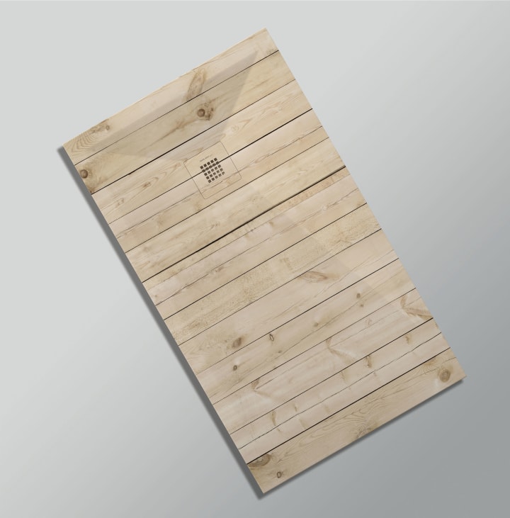 Receveurs de douche en résine décorés Design 3D Bois Rustique Bruntec option 23