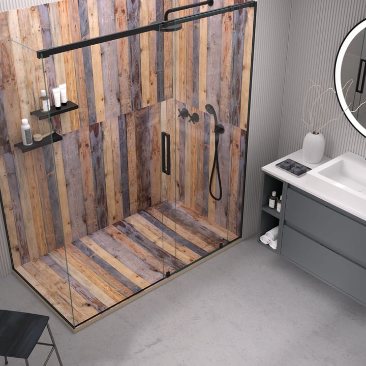 Receveurs de douche en résine décorés Design 3D Bois Rustique Bruntec environnement 2