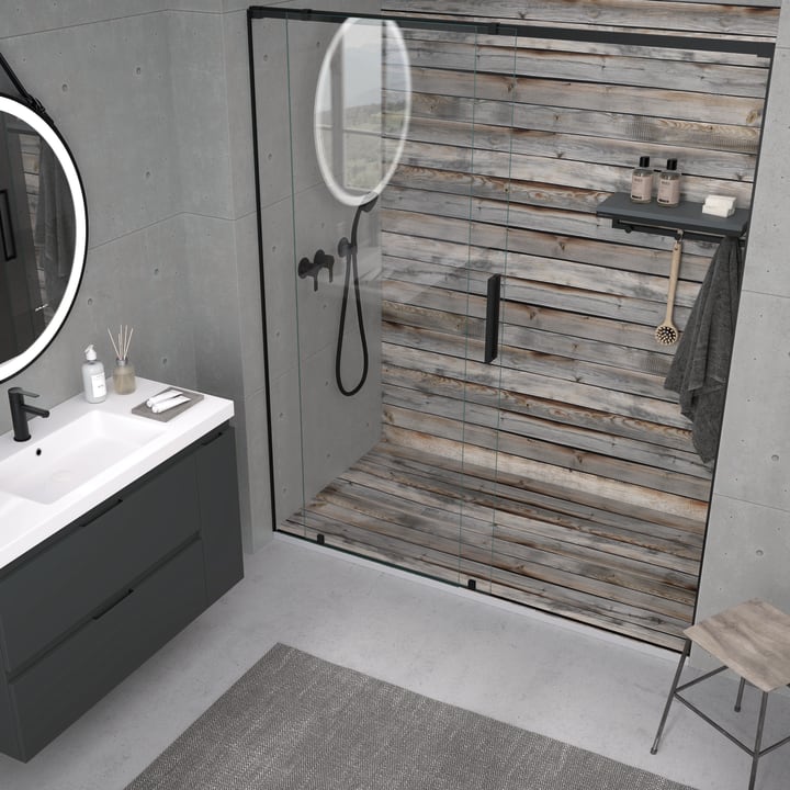 Receveurs de douche en résine décorés Design 3D Bois Rustique Bruntec environnement 9