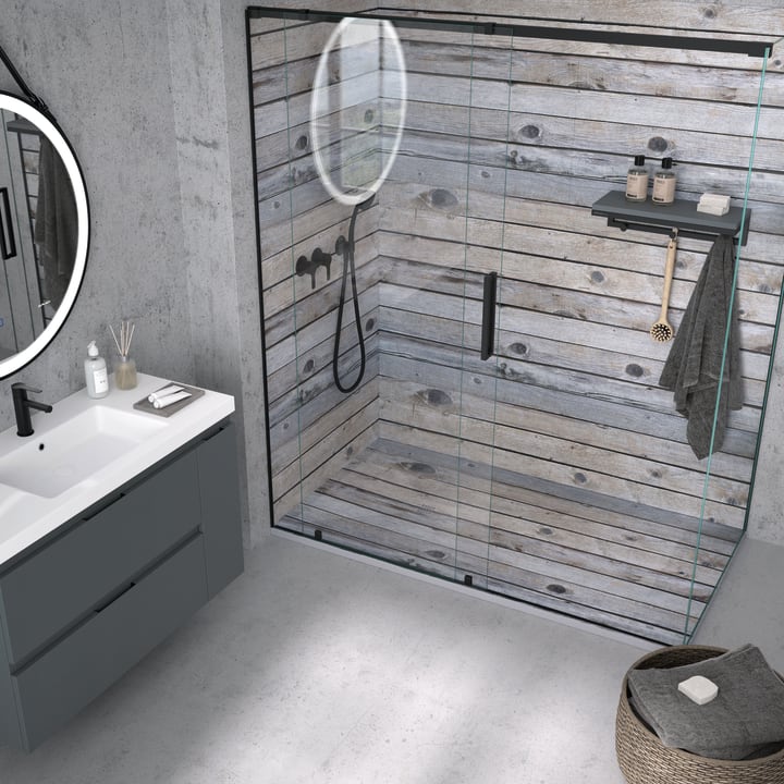 Receveurs de douche en résine décorés Design 3D Bois Rustique Bruntec environnement 12