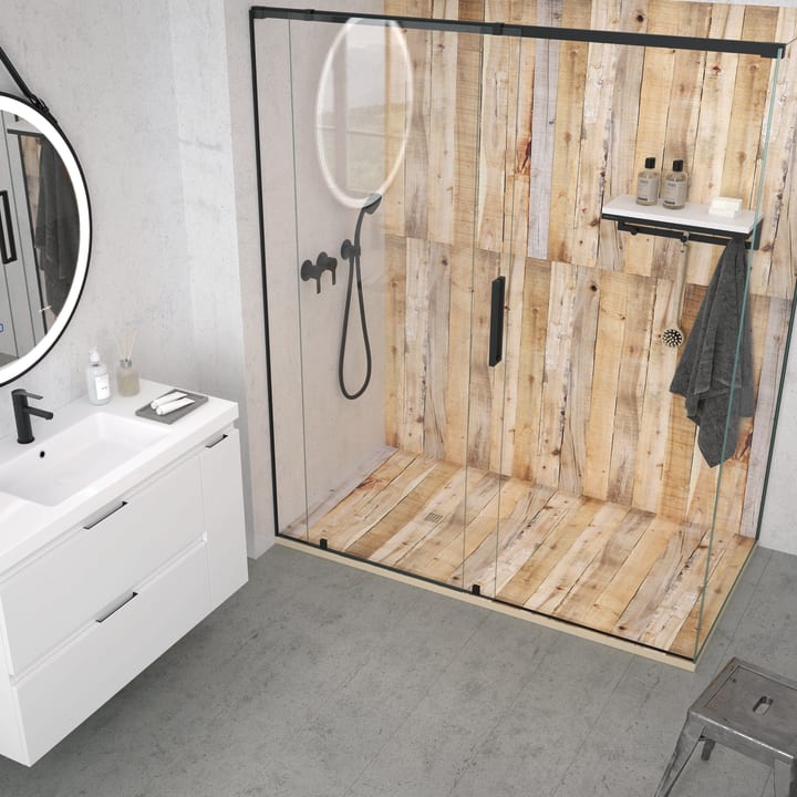 Receveurs de douche en résine décorés Design 3D Bois Rustique Bruntec environnement 13