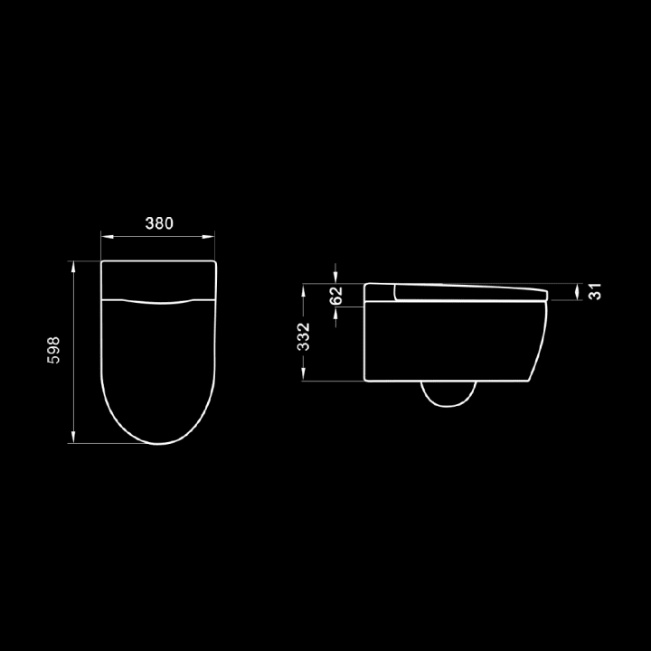 Toilette murale intelligente japonaise Eos Pro Nashi croquis 9