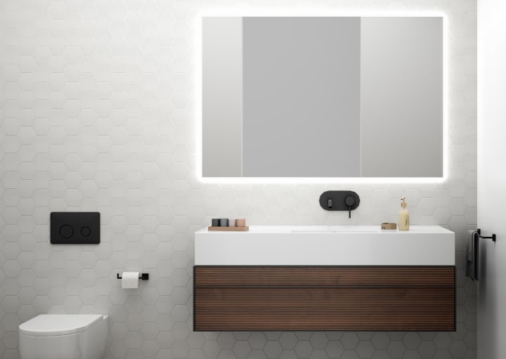 Miroir de salle de bains avec l'éclairage LED Lisa Bruntec environnement 3