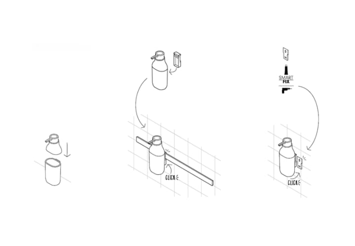 Ensemble de douche modulaire avec barre murale Alife par Cosmic croquis 9