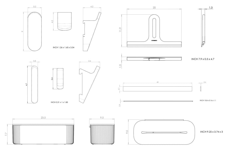Ensemble de douche modulaire avec barre murale Alife par Cosmic croquis 8