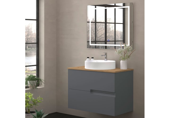 Meuble de salle de bains avec plan de toilette en bois Lia Bruntec Couleurs principal 5