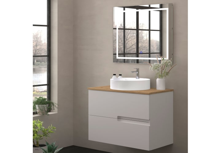 Meuble de salle de bains avec plan de toilette en bois Lia Bruntec Couleurs principal 1