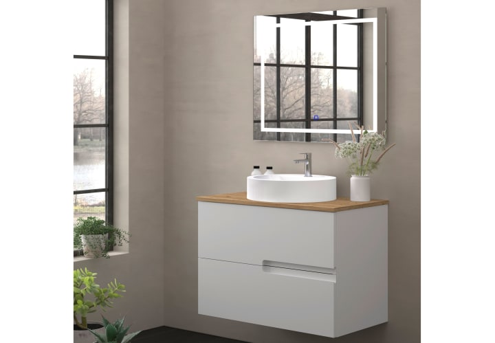 Meuble de salle de bains avec plan de toilette en bois Lia Bruntec Couleurs principal 3