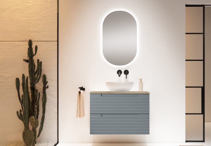 Meuble de salle de bains avec plan de toilette hydrofuge Chêne Costa Kyoto Viso principal 1