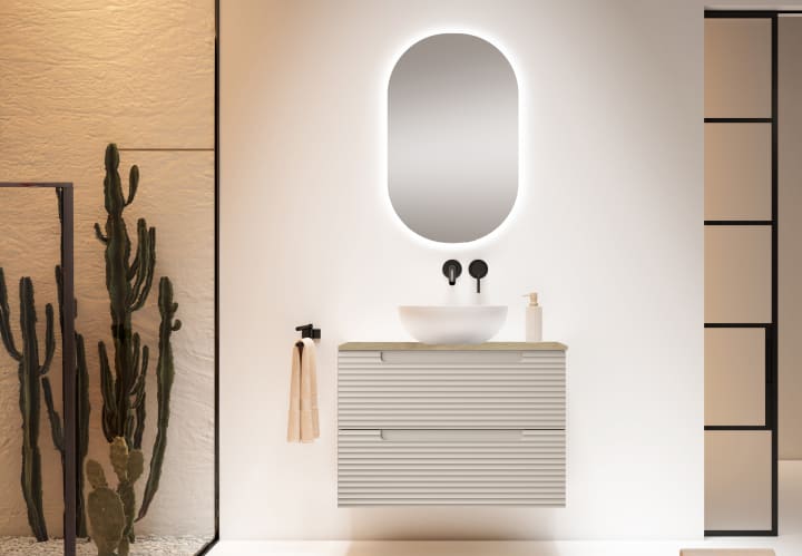 Meuble de salle de bains avec plan de toilette hydrofuge Chêne Costa Kyoto Viso principal 7