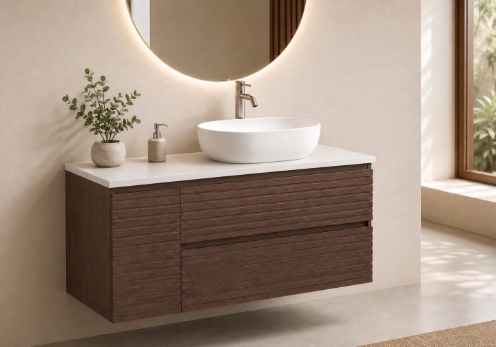 Meuble de salle de bains Alpes 21 Bruntec avec plan de toilette Solid Surface blanc principal 5