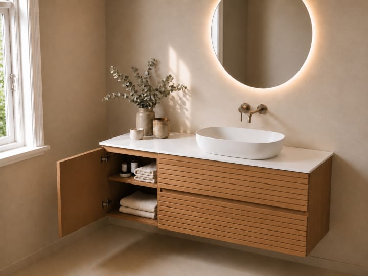 Meuble de salle de bains Alpes 21 Bruntec avec plan de toilette Solid Surface blanc détail 8