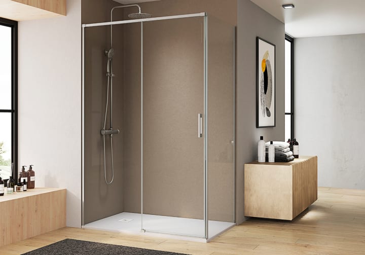 Paroi de douche angulaire coulissante sur mesure Aria Bruntec principal 3