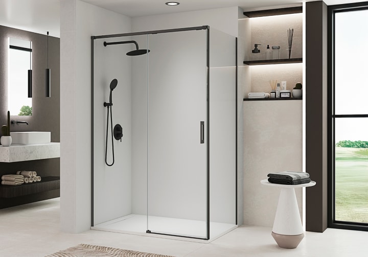 Paroi de douche angulaire coulissante sur mesure Aria Bruntec principal 5