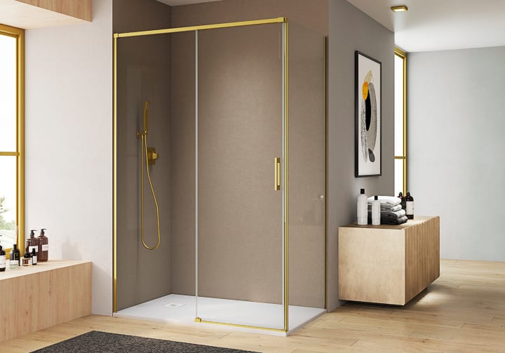 Paroi de douche angulaire coulissante sur mesure Aria Bruntec principal 4