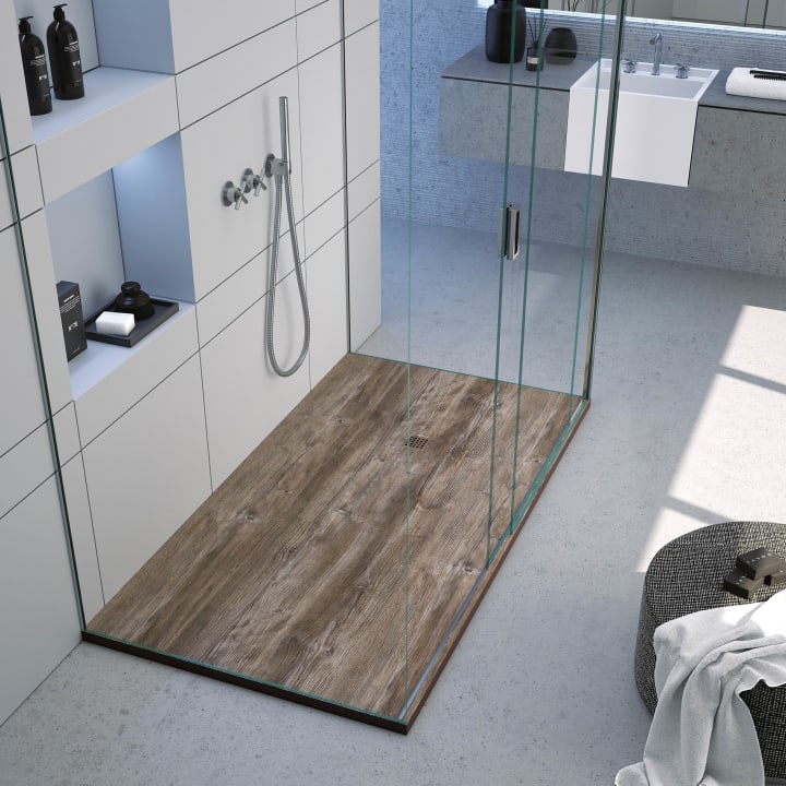 Receveurs de douche en résine décorés Stone 3D effet Bois Bruntec principal 6