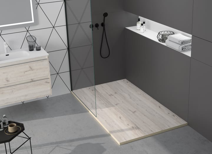 Receveurs de douche en résine décorés Stone 3D effet Bois Bruntec principal 5