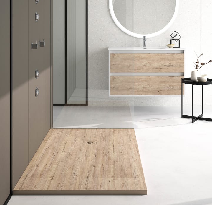 Receveurs de douche en résine décorés Stone 3D effet Bois Bruntec principal 4