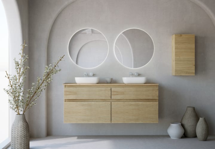 Meuble de salle de bains avec plan de toilette en bois Palilleria Horizontal Alpes 9 Bruntec principal 1