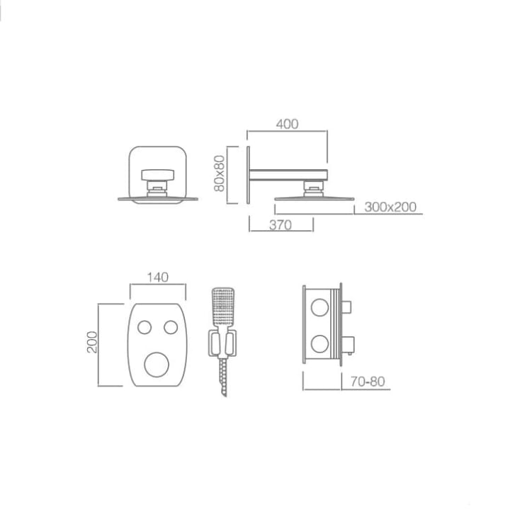 Ensemble de douche encastré Hidra Imex croquis 9
