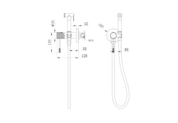 Douche hygiénique pour WC Génova Imex croquis 14