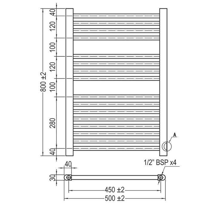 Radiateur porte-serviettes Lucca Oxen croquis 5