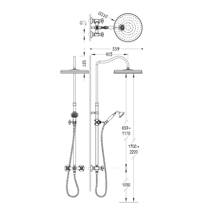 Set de douche Clasic Tres croquis 1