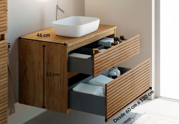 Meubles de salle de bain modernes en bois massif Alpes 1 Bruntec croquis 4