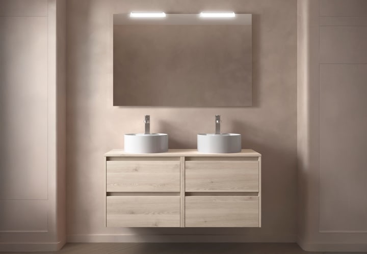 Meubles de salle de bains avec plan de toilette en bois Noja Salgar principal 1