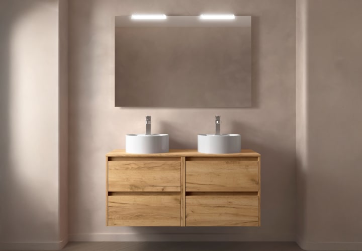 Meubles de salle de bains avec plan de toilette en bois Noja Salgar principal 2