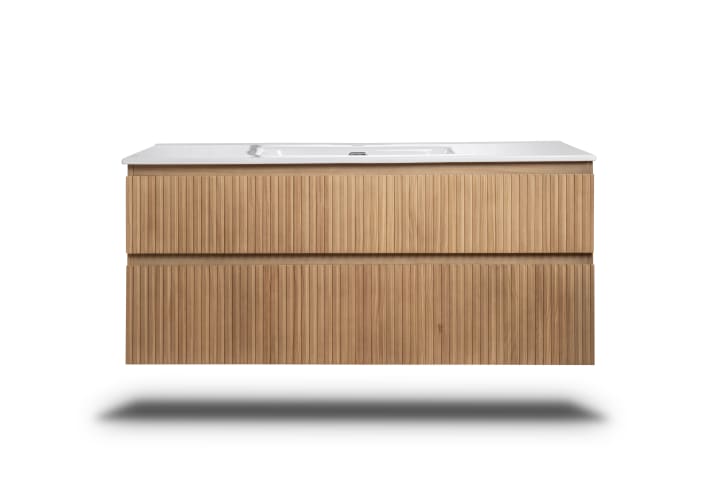Ensemble de meuble de salle de bains en bois massif Alpes Bruntec détail 5