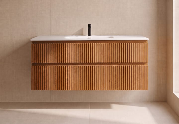 Ensemble de meuble de salle de bains en bois massif Alpes Bruntec principal 1