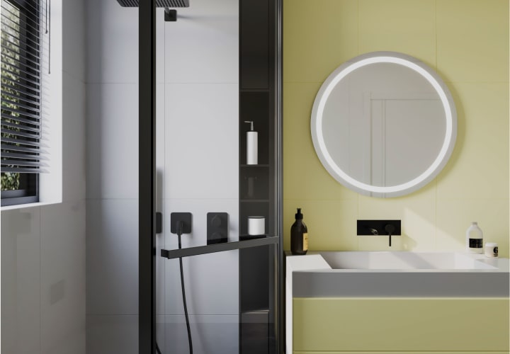 Miroir de salle de bains avec l'éclairage LED Ring Bruntec environnement 3