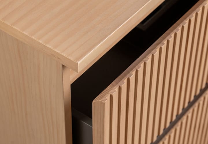 Meuble de salle de bains en bois massif rainuré Alpes 9 Bruntec détail 5