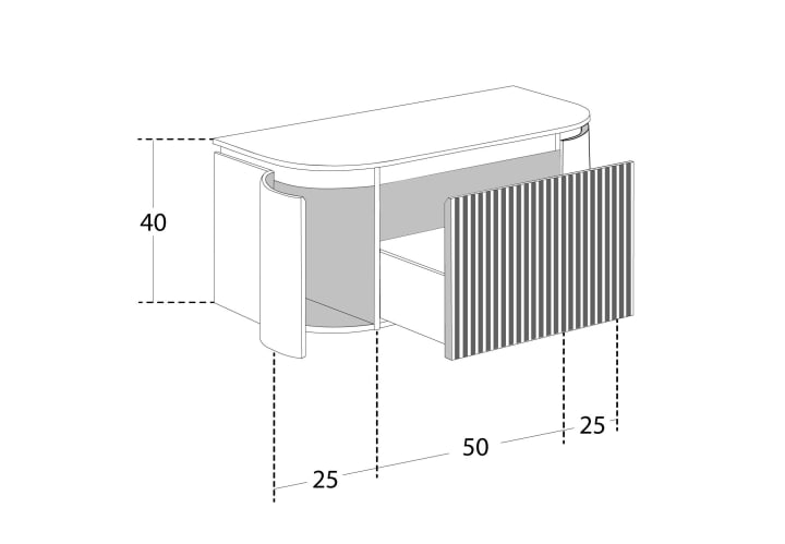 Ensemble meuble de salle de bain 100 cm en bois massif de frêne avec lavabo Solid Surface Evo Curve Bruntec croquis 6