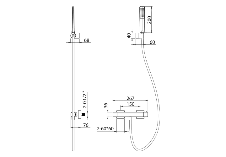 Robinet de douche Toscana Imex croquis 9