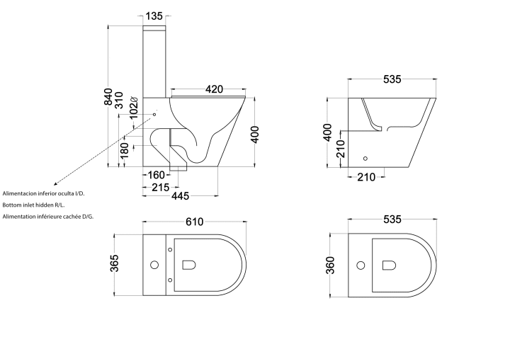 Pack WC + bidet Lisboa Bruntec croquis 6