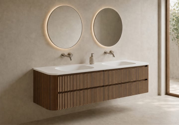 Ensemble de meuble de salle de bains avec lavabo en Solid Surface « Duna » de Bruntec principal 8