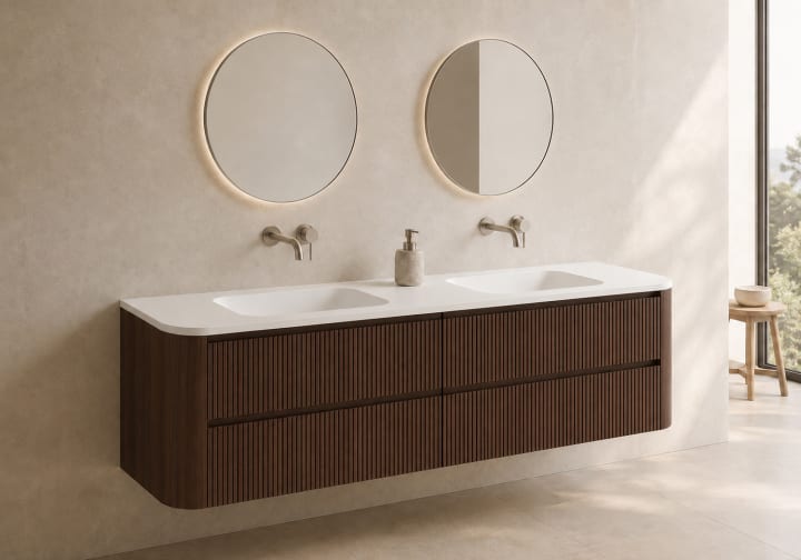 Ensemble de meuble de salle de bains avec lavabo en Solid Surface « Duna » de Bruntec principal 6