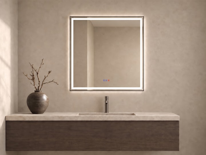 Miroir de salle de bains avec l'éclairage LED Orion Bruntec principal 2