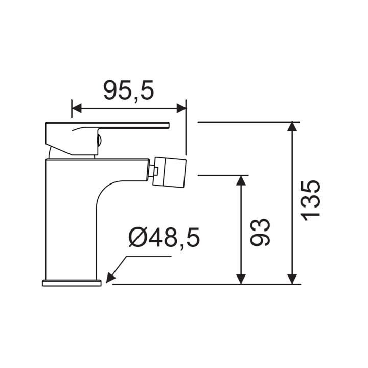 Robinetterie de bidet Aura Lluvibath croquis 3